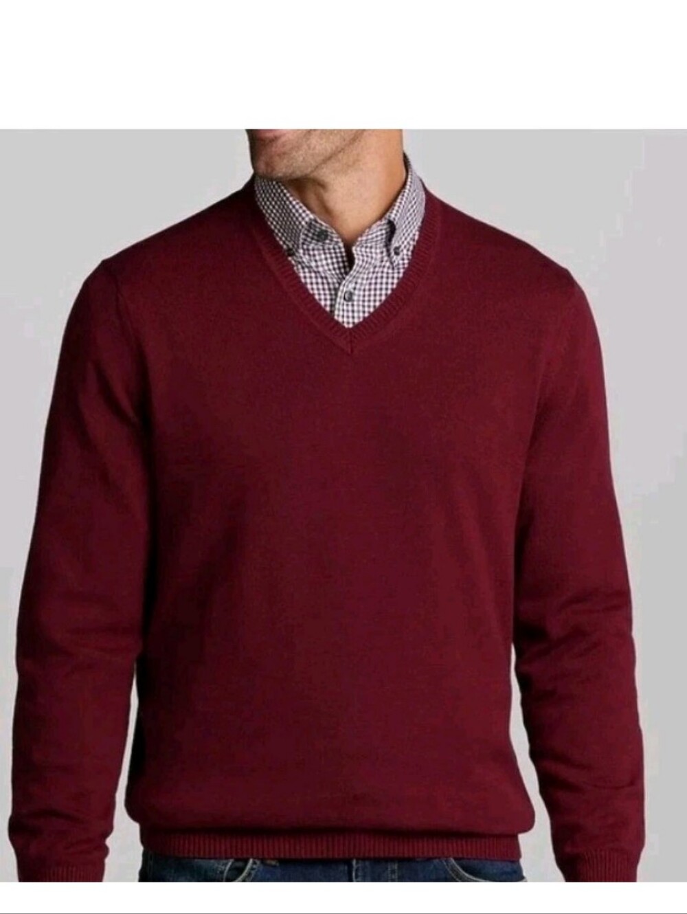 Jos. A. Bank Traveler 100% Merino Wool Pullover Sweater V Neck Red Men's Size XL